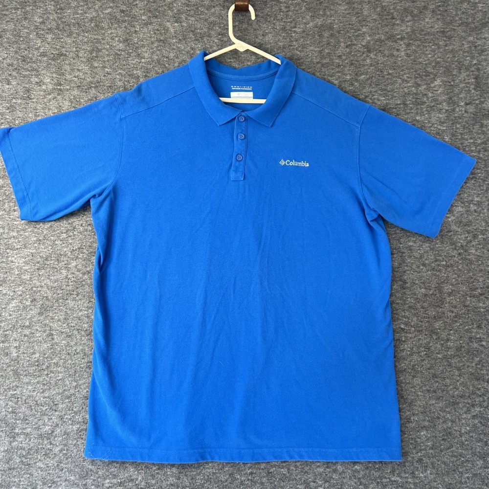 Columbia Omni Wick Blue Polo Shirt Mens 2XL Outdoors Collared Logo‎